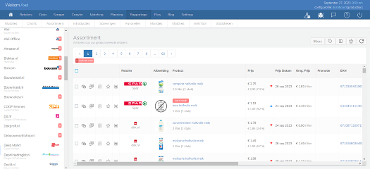 ScrapeHouse dashboard product assortiment